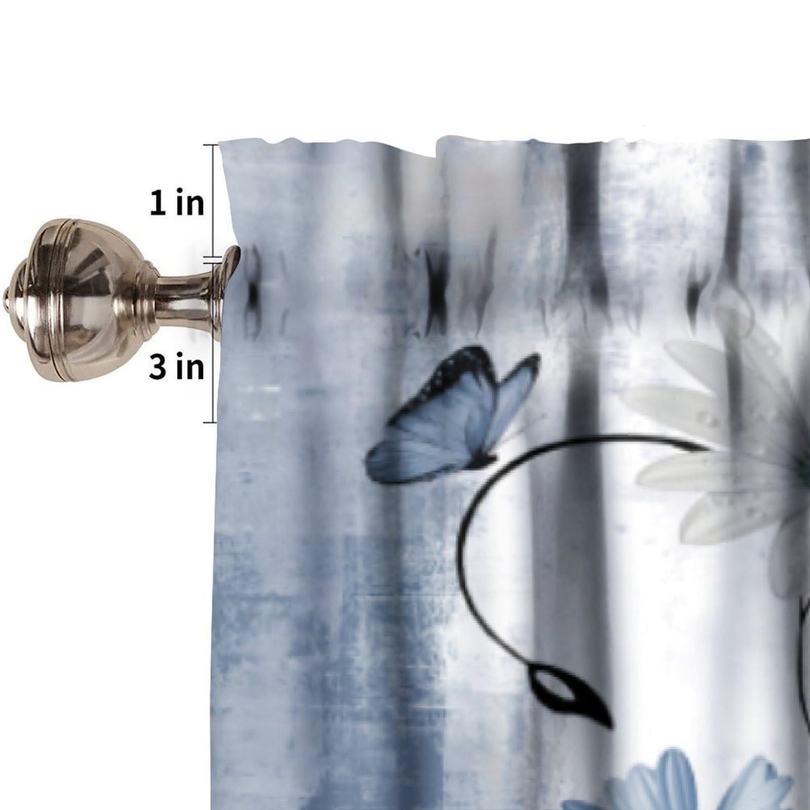 Blue White Daisy Kitchen Valance Curtains Farmhouse Modern Flower Retro Flora…