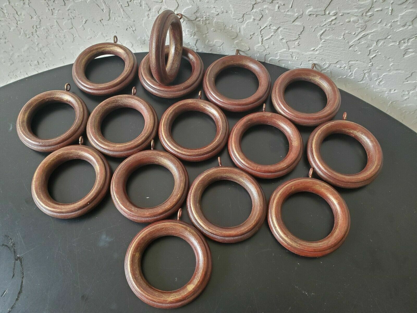 Wooden Curtain Drapery Rings with Hook Eyes Pole Rod Rings Craft Drapery 16 pcs.