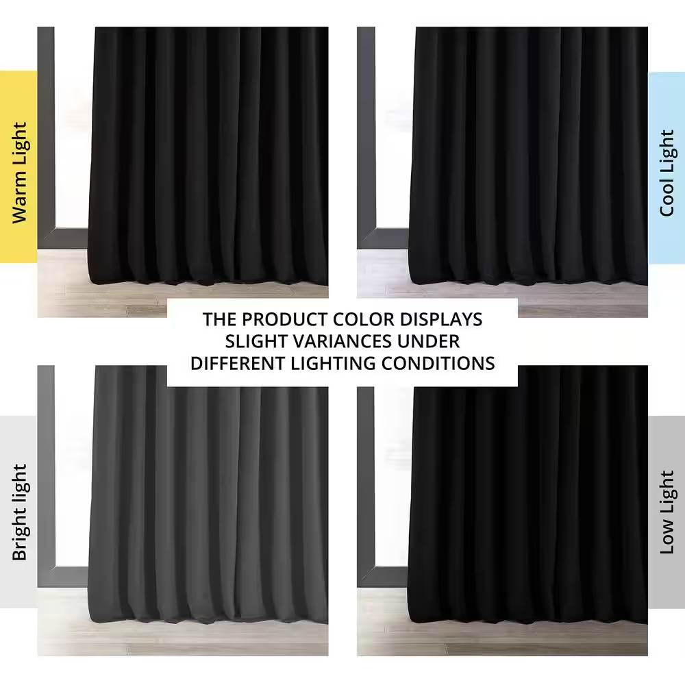 Black Extra Wide Velvet Rod Pocket Blackout Curtain – 100 In. W X 108 In. L (1 P