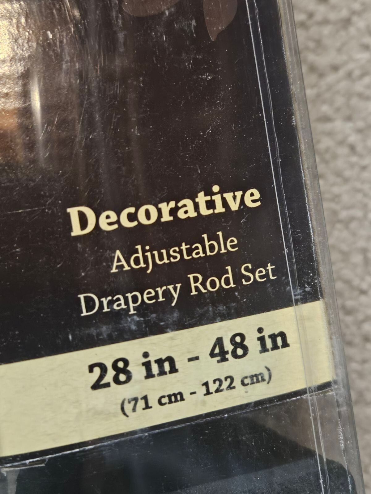 Drapery Rod Sets (2), Adjustable 3/4″ 28-48 inches, Black, Acrylic finial