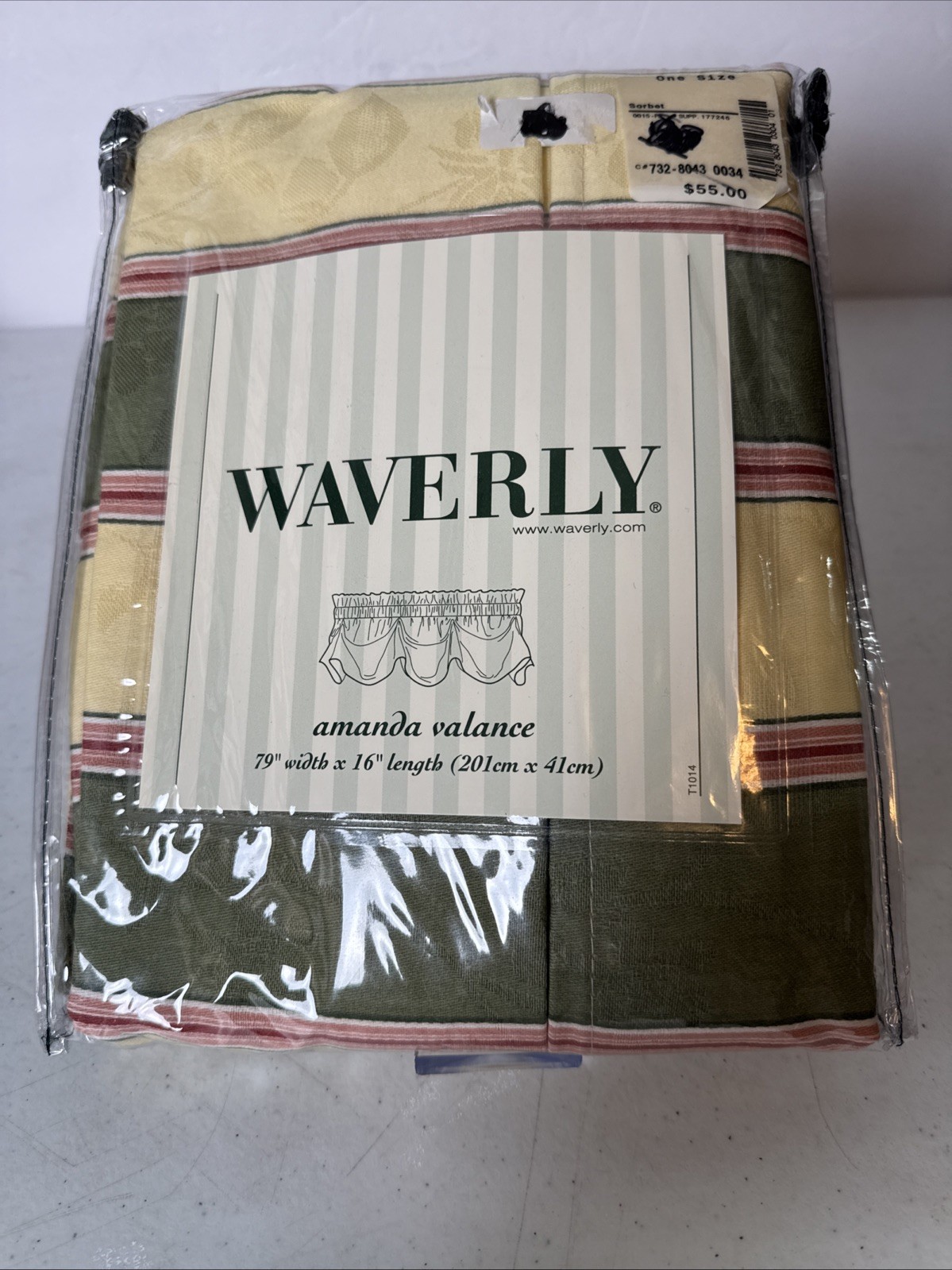 Vtg Waverly Valance Amanda Melrose Stripe Sorbet Green/Yellow Stripe 79″x16″