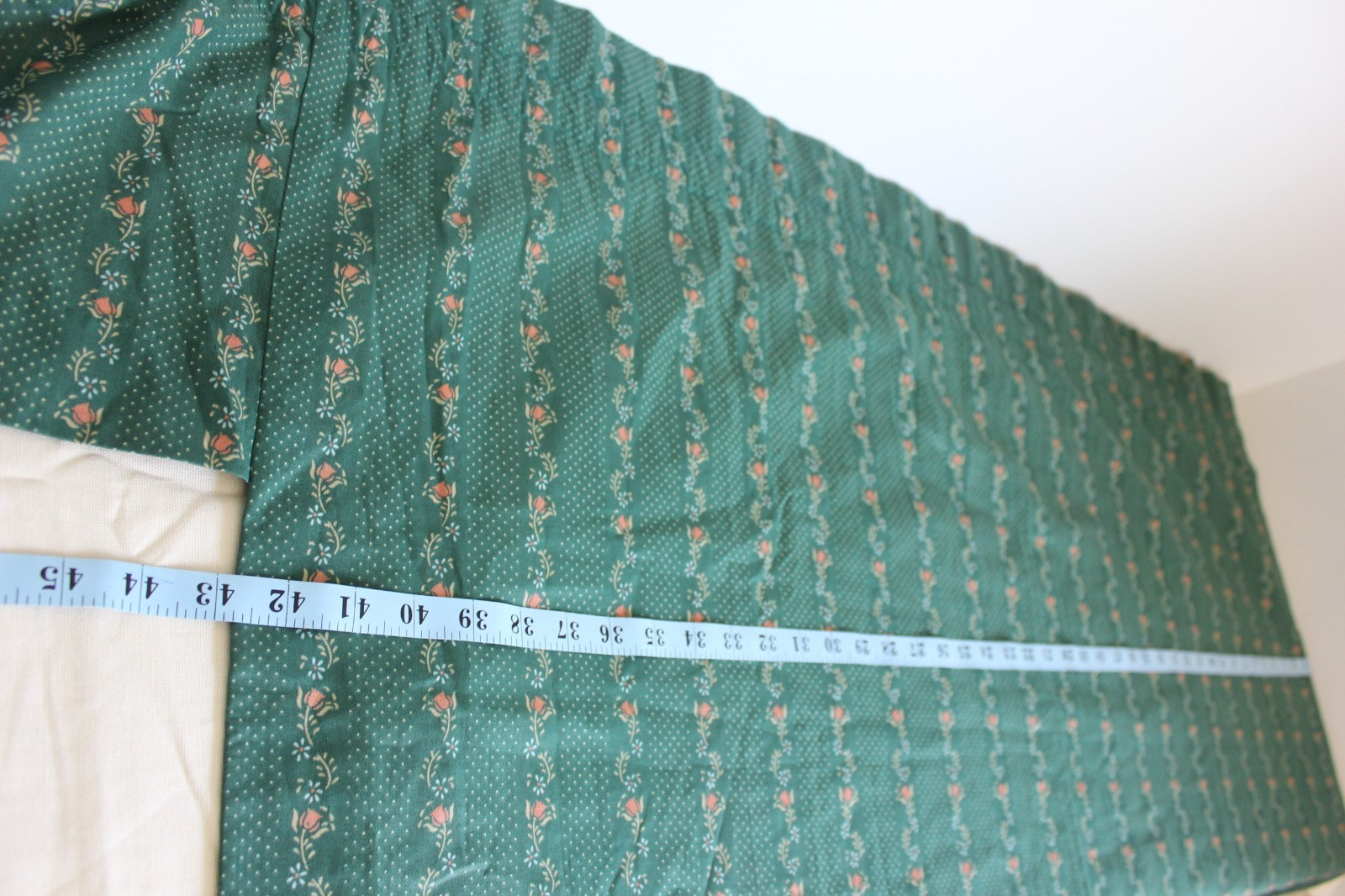 Vtg 1980s Custom Drapery Ensemble 198×67 Green Floral Vine Lined Curtain Panels