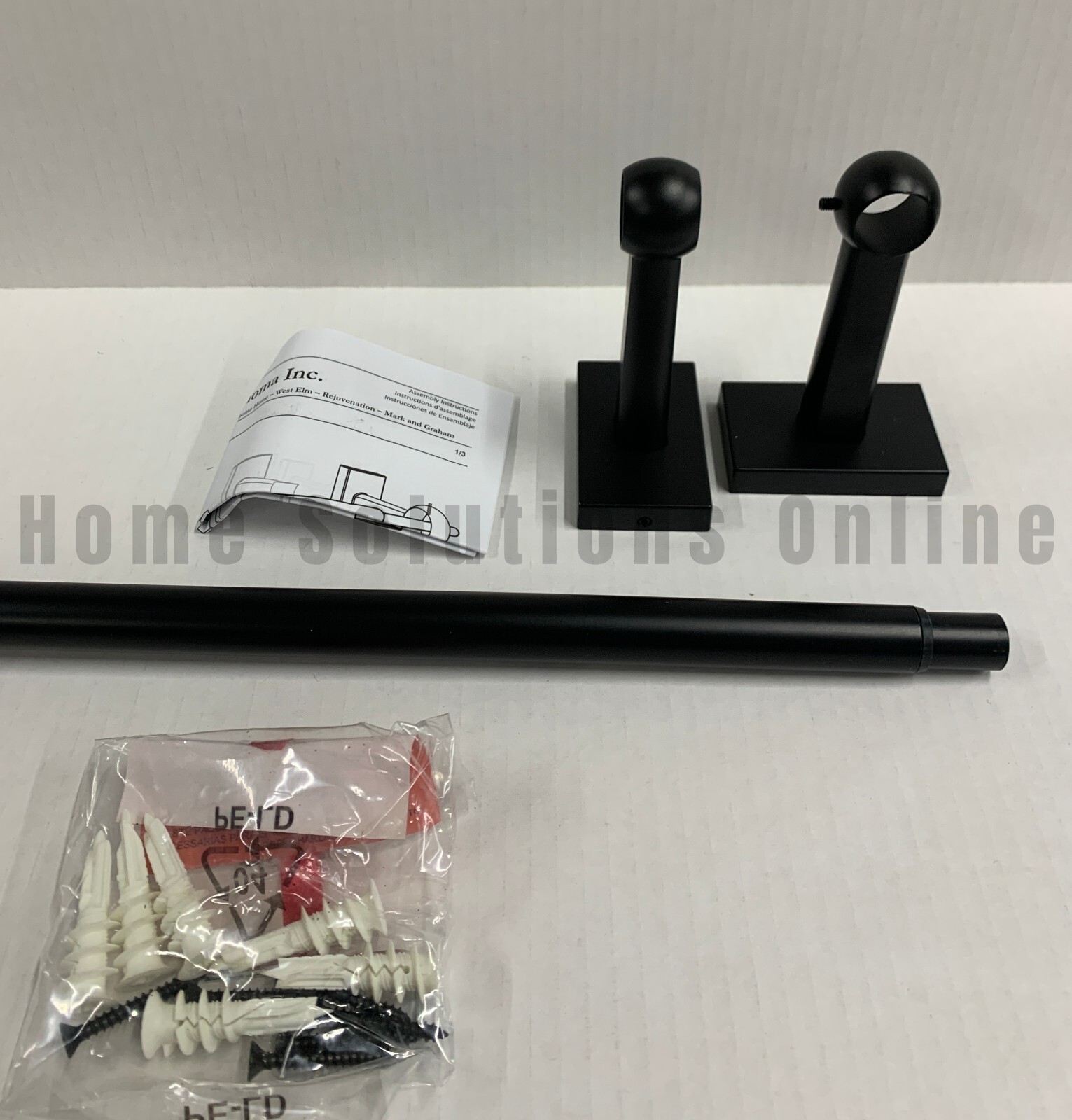 Pottery Barn Standard Curtain Rod & Wall Bracket Bronze 28″-48″ .75″ diam #1000