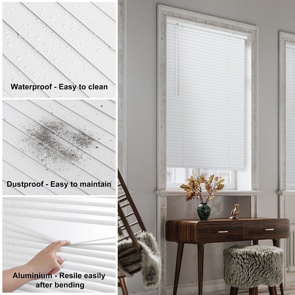 LUCKUP Cordless Mini Blinds Aluminum Venetian Blind Horizontal Window Shades
