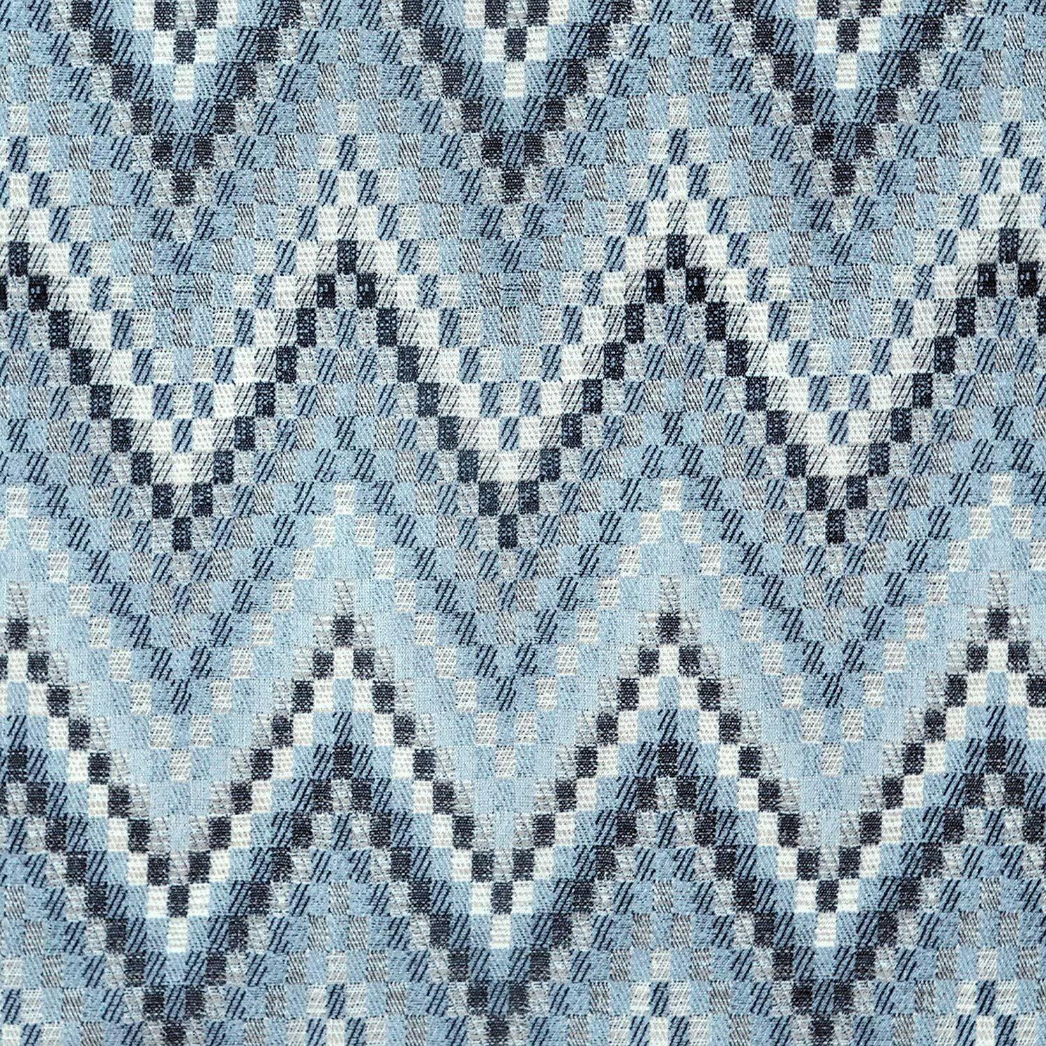 3-Piece Geometric Window Kitchen Curtain Set Tier Panel & Valance, Ice Blue