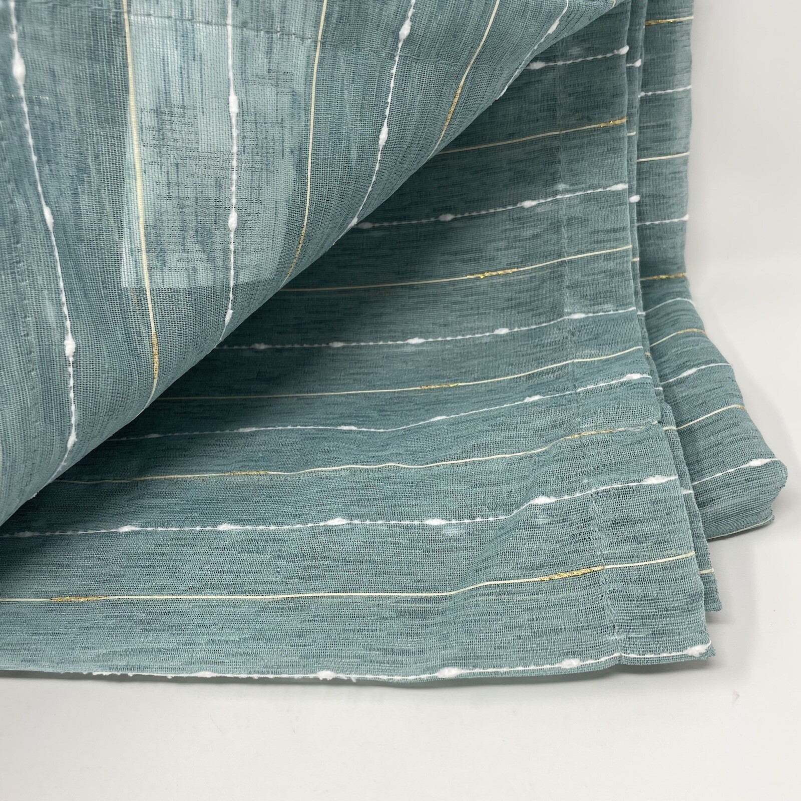 DKNY MIDAS Teal Blue Light Sheer Rod Pocket Panels Set of 2, 50″ x 96″