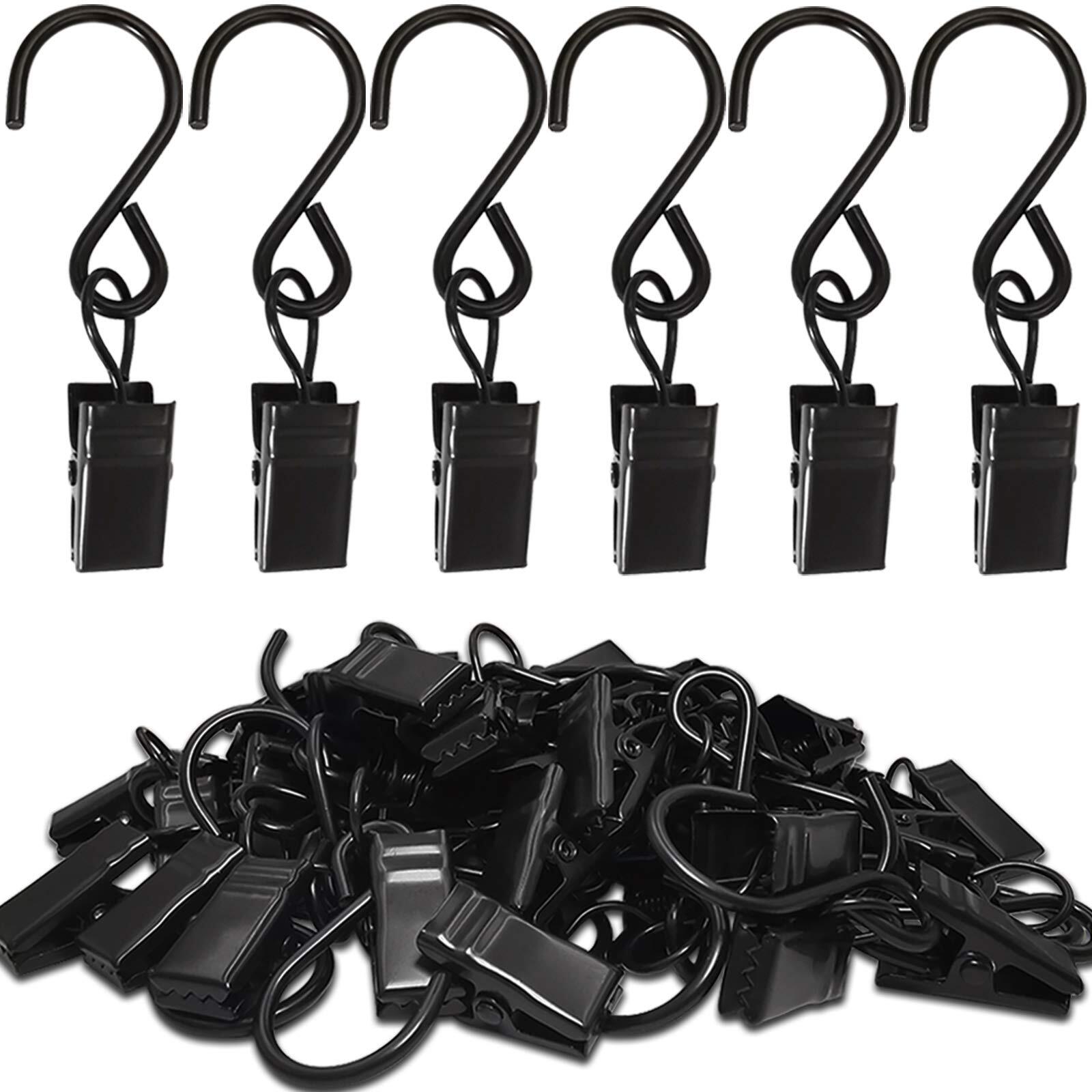 Stainless Steel S Hooks Curtain Clips 50 Pack Hanging Party Lights Hangers Gu…