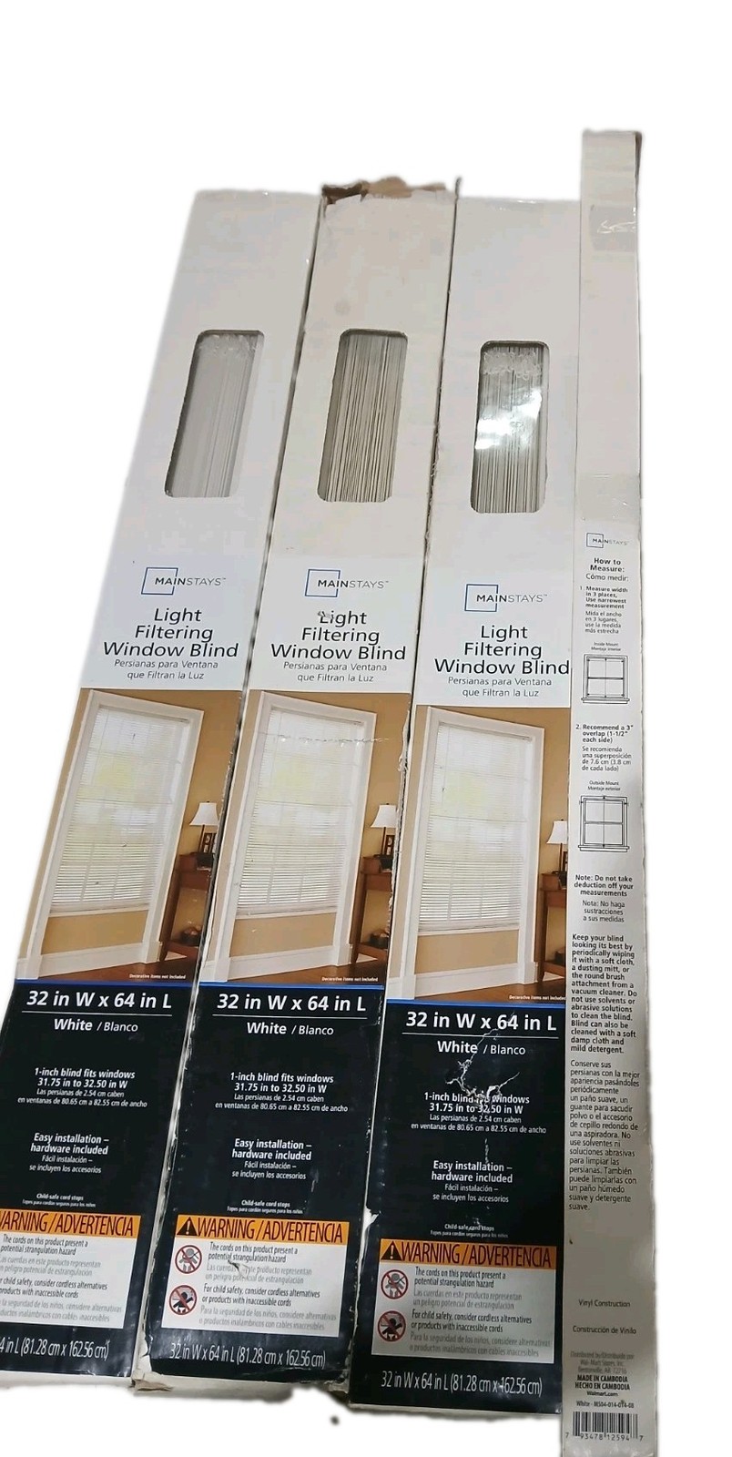 Mainstays Light Filtering Window Blinds 31×64 Cordless