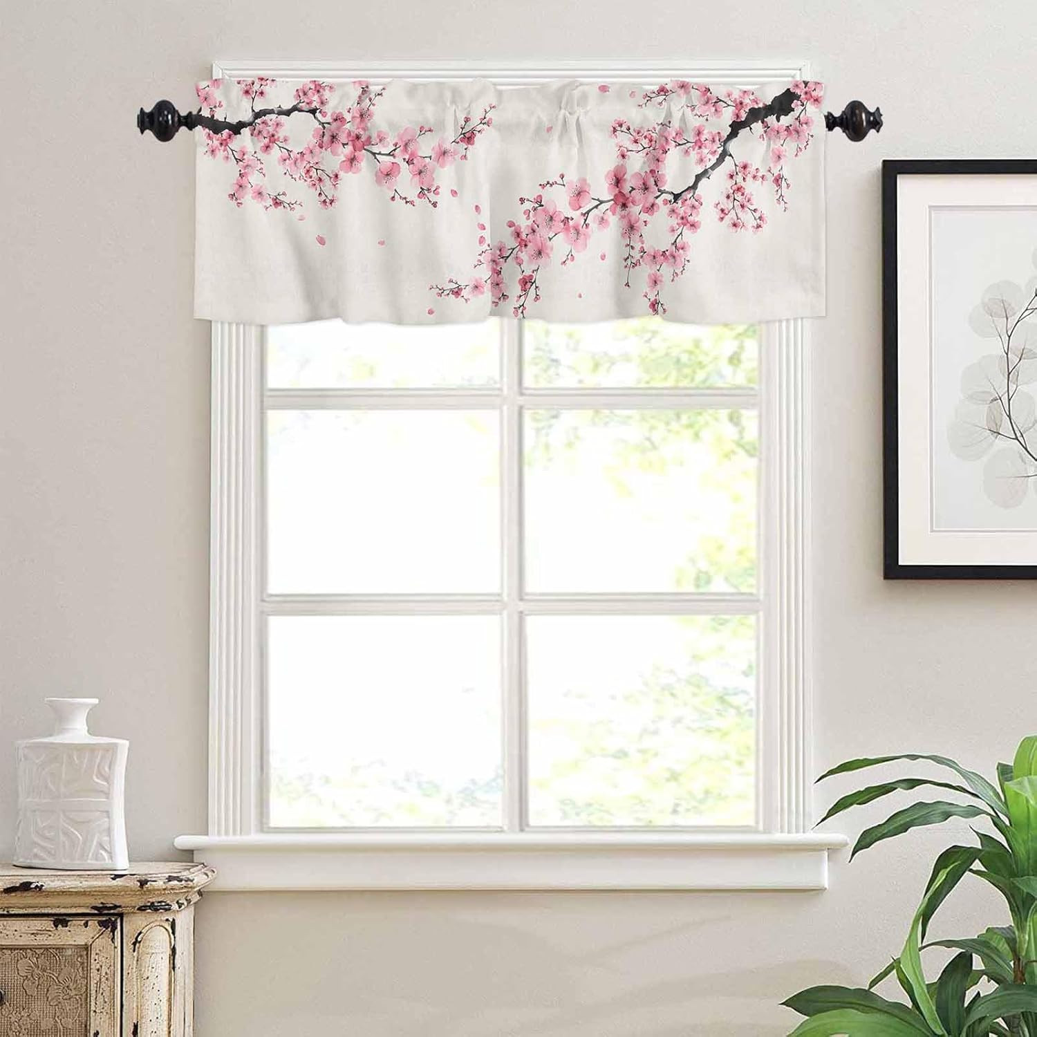 Cherry Blossom Curtain Valance for Windows/Living Room/Kitchen/Bathroom/Farmhous