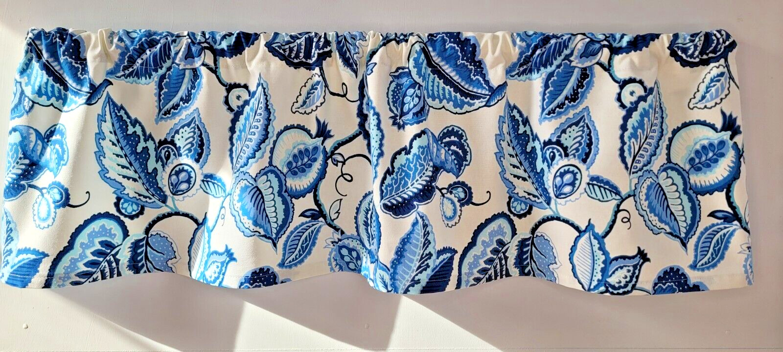 Blue and White Valance, Waverly Fantasy Fleur Valance Curtain
