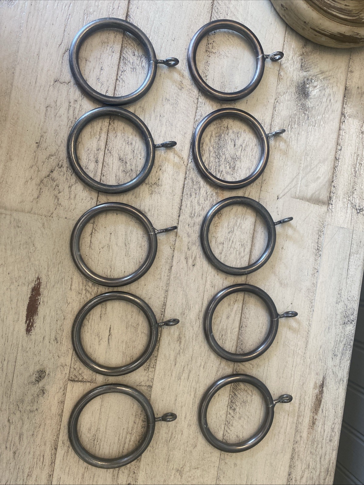 Metal 2.25″ Drapery Rings Bronze with fixed Eyelet fits 2″ Rod Set of 10
