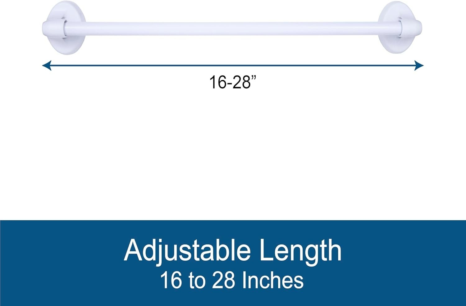 Elegant 5/8″ Multi-Use Magnetic Curtain Rod, Adjustable 16″–28″ – White Finish