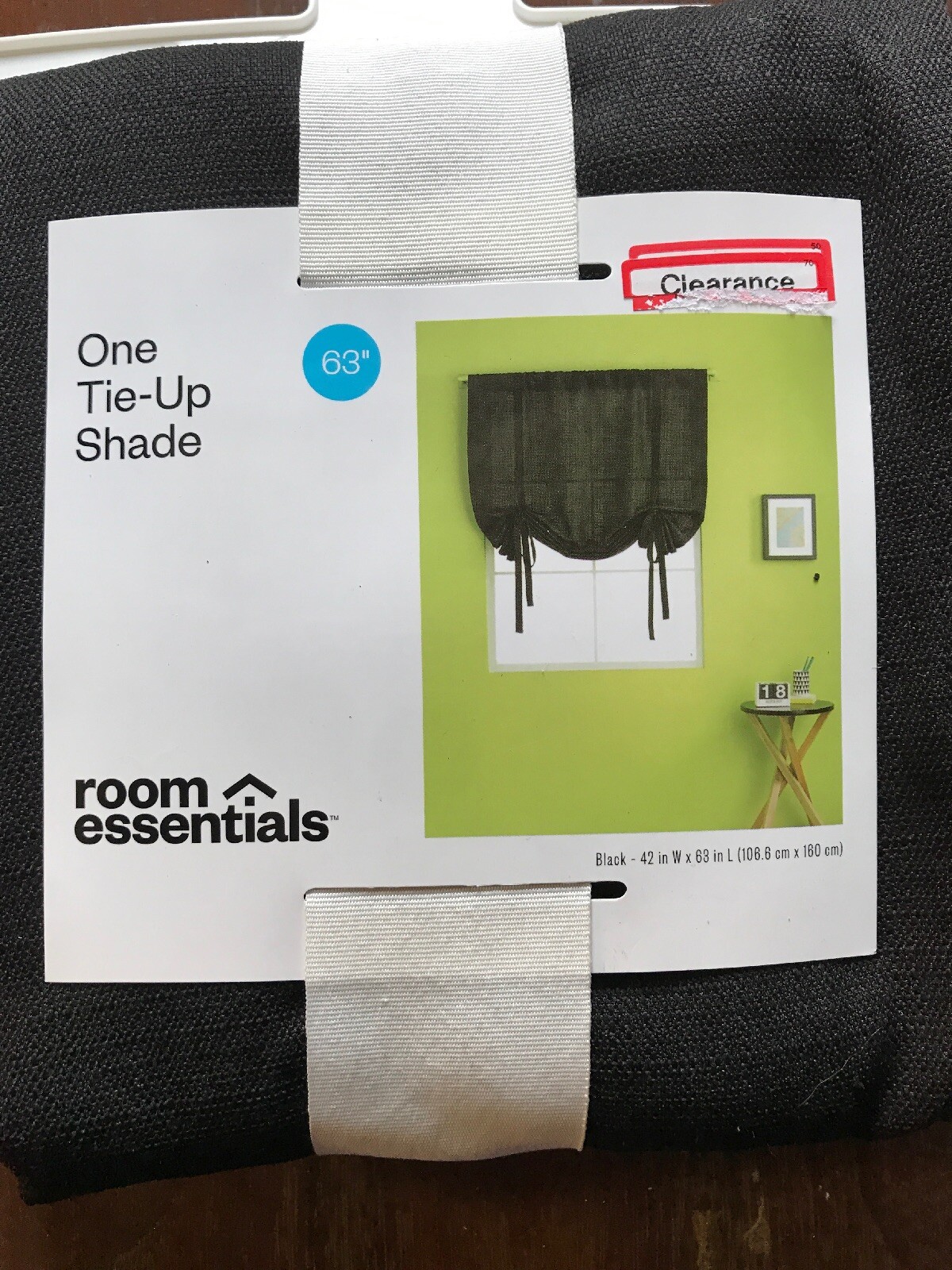 Room Essentials Black One Tie Up Shade 42″ x 63″ Curtain Window Shade Panel NWT