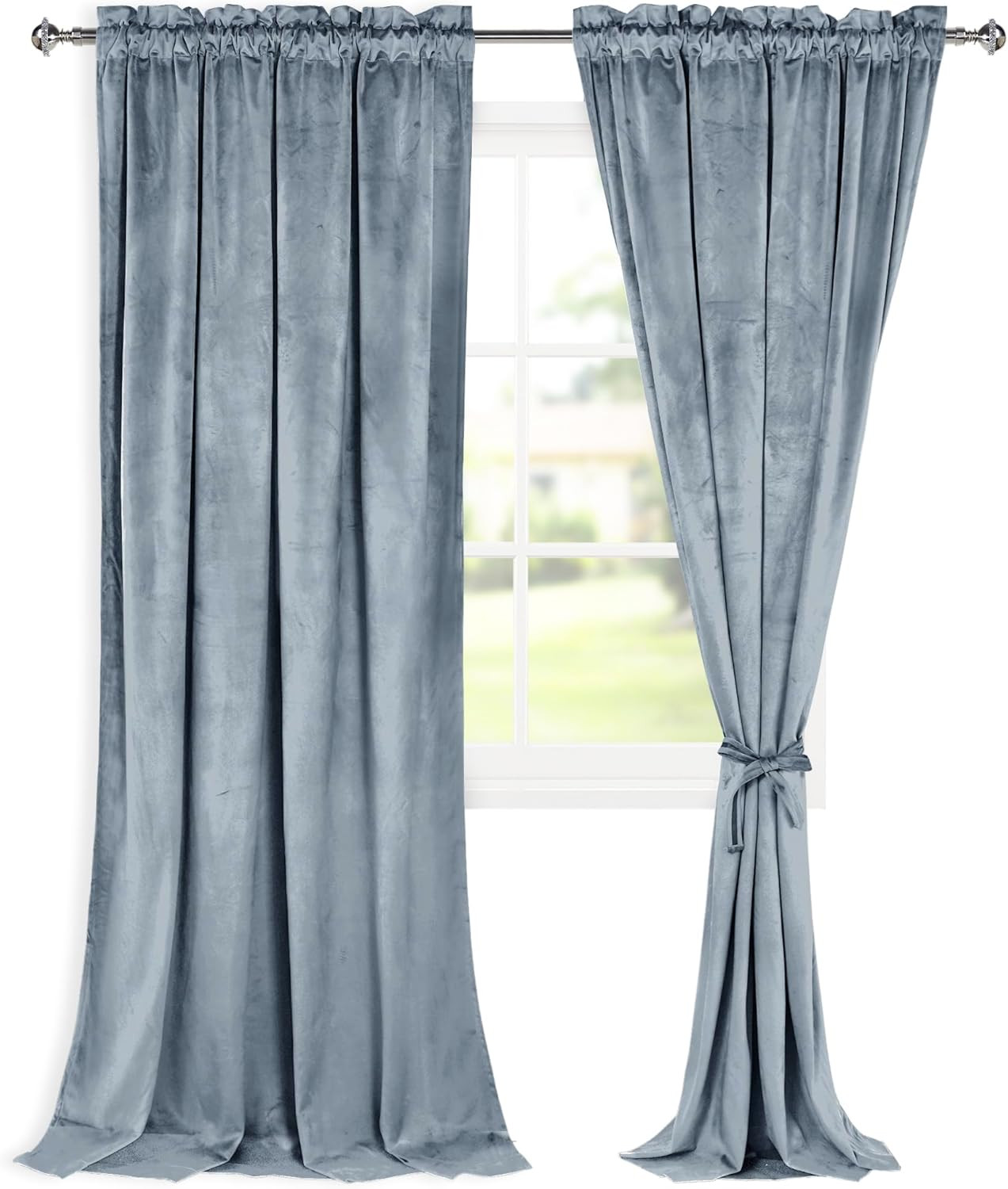 Velvet Curtains 108 Inches-Blackout Thermal Insulated Solid Soft Curtains for Be