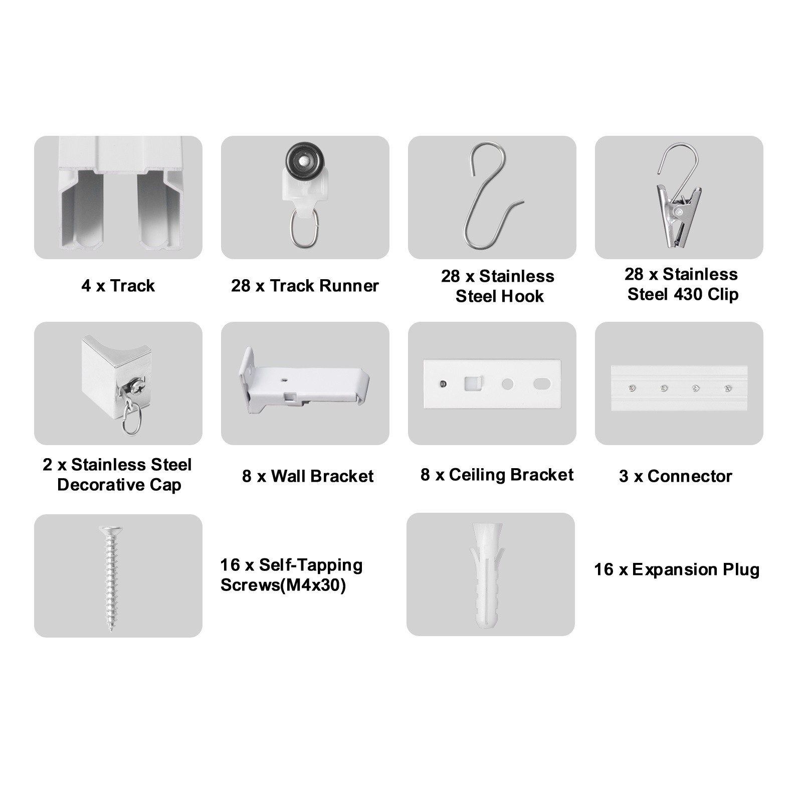 Overhead Curtain Rail Kit, Spanning 11.8 FT, Glide Ceiling Track Mechanism