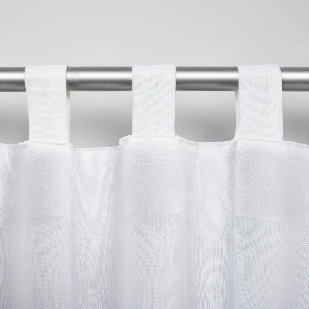 Biscayne White Solid Light Filtering Hook-And-Loop Tab Indoor/Outdoor Curtain, 5