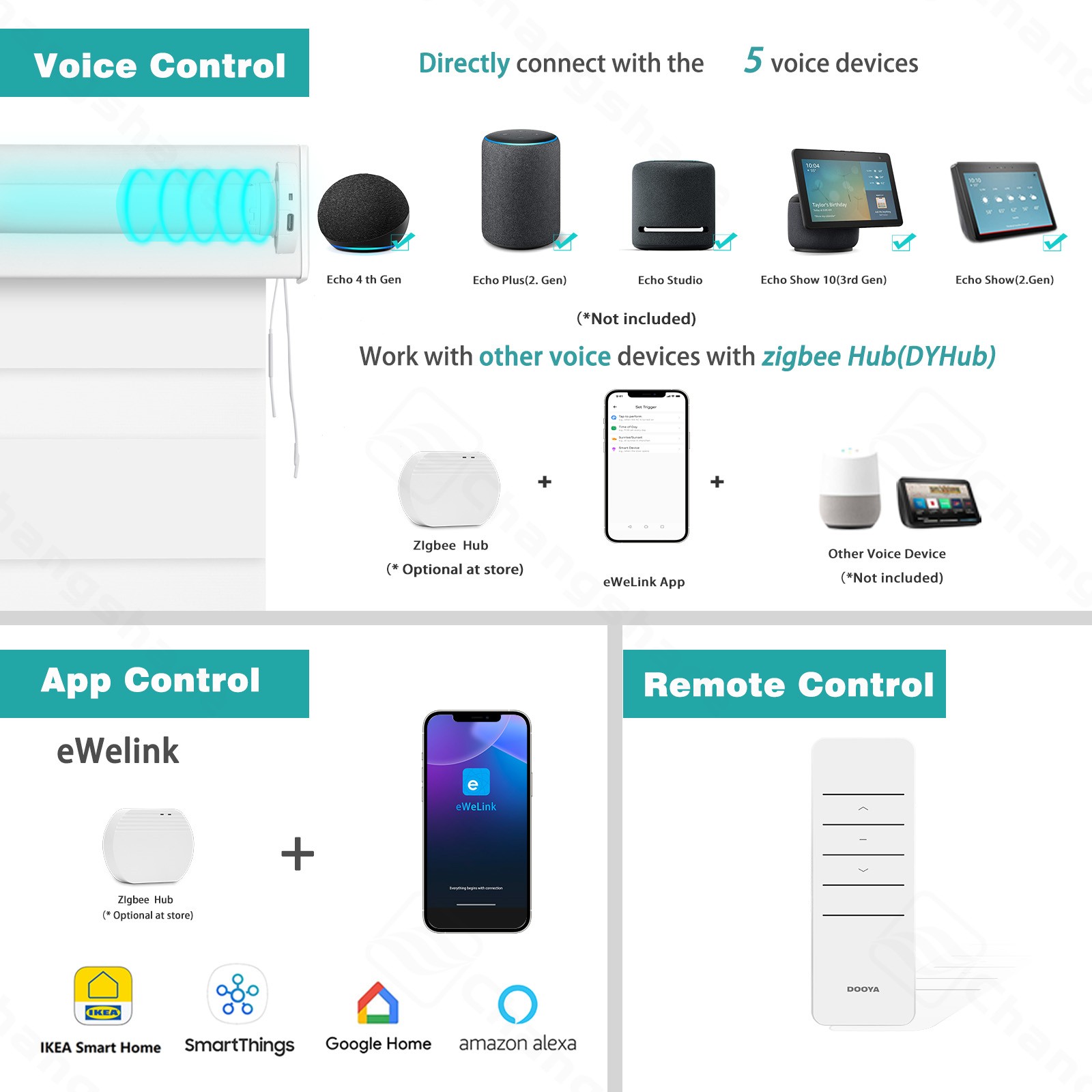 Changshade Motorized Zebra Roller Shades Smart Roller Blinds Remote Control