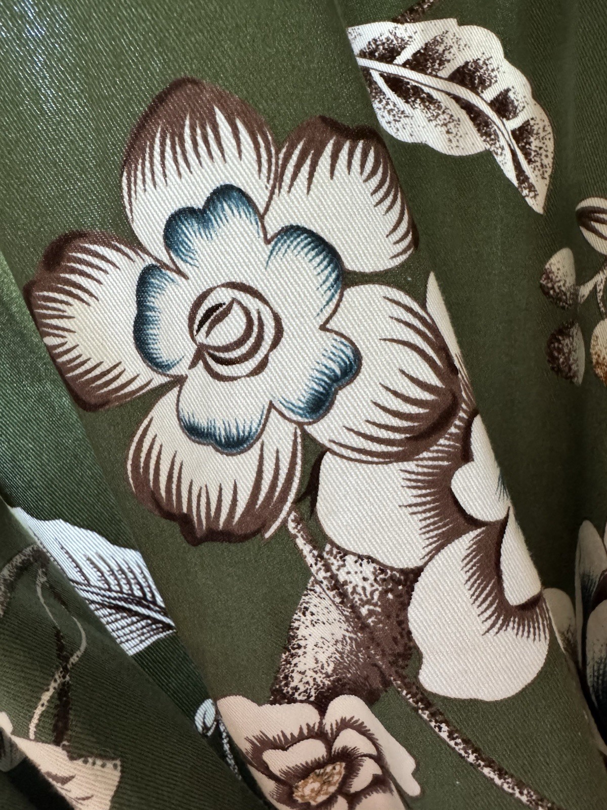 Pier 1 Imports Moss Floral Birds Curtains 2 panels 54×84, 100% Cotton
