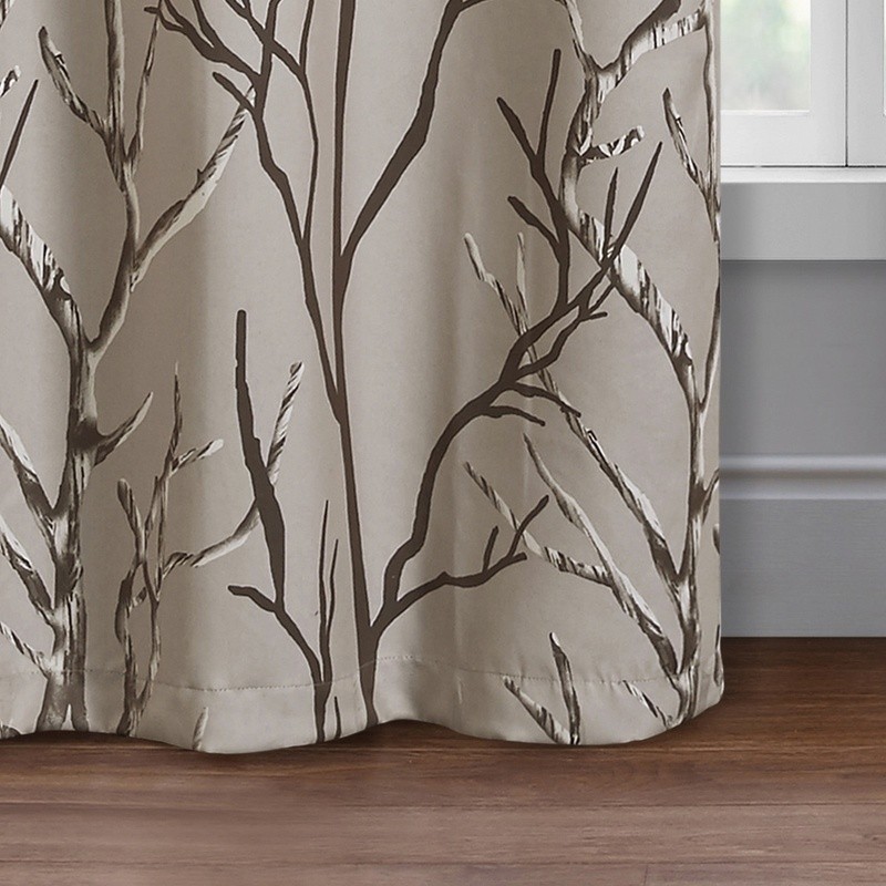 Blackout Grommet Curtain Panel Branch Print Noise Reduction Energy Savings New