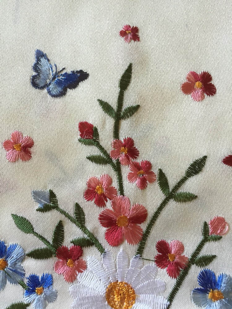 Springtime Floral Embroidered Cutwork Daisy Valance Butterflies Window Valance