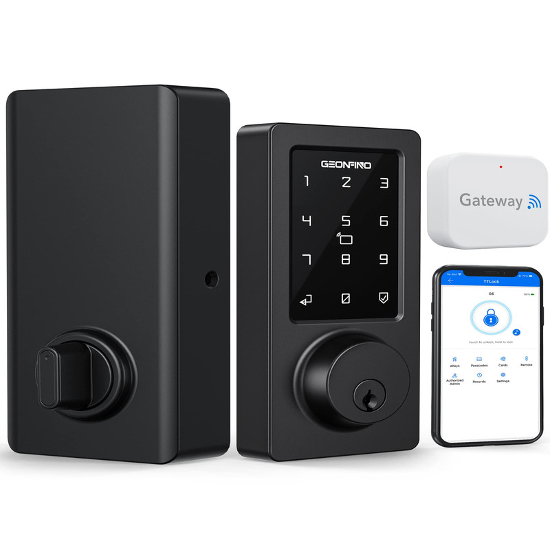 Geonfino Wifi Bluetooth Smart Lock Keyless Entry Touchscreen Keypad Auto Lock