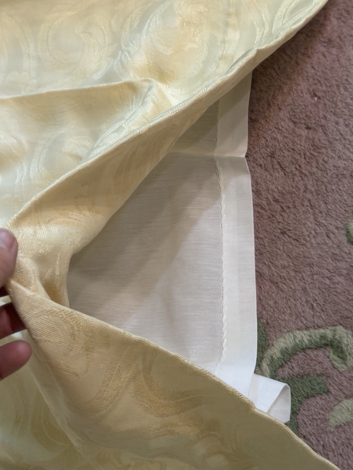 2 Burlington Drapery Panels Lined Cream Filigree Rayon Blend Triple Pleat 83X49″
