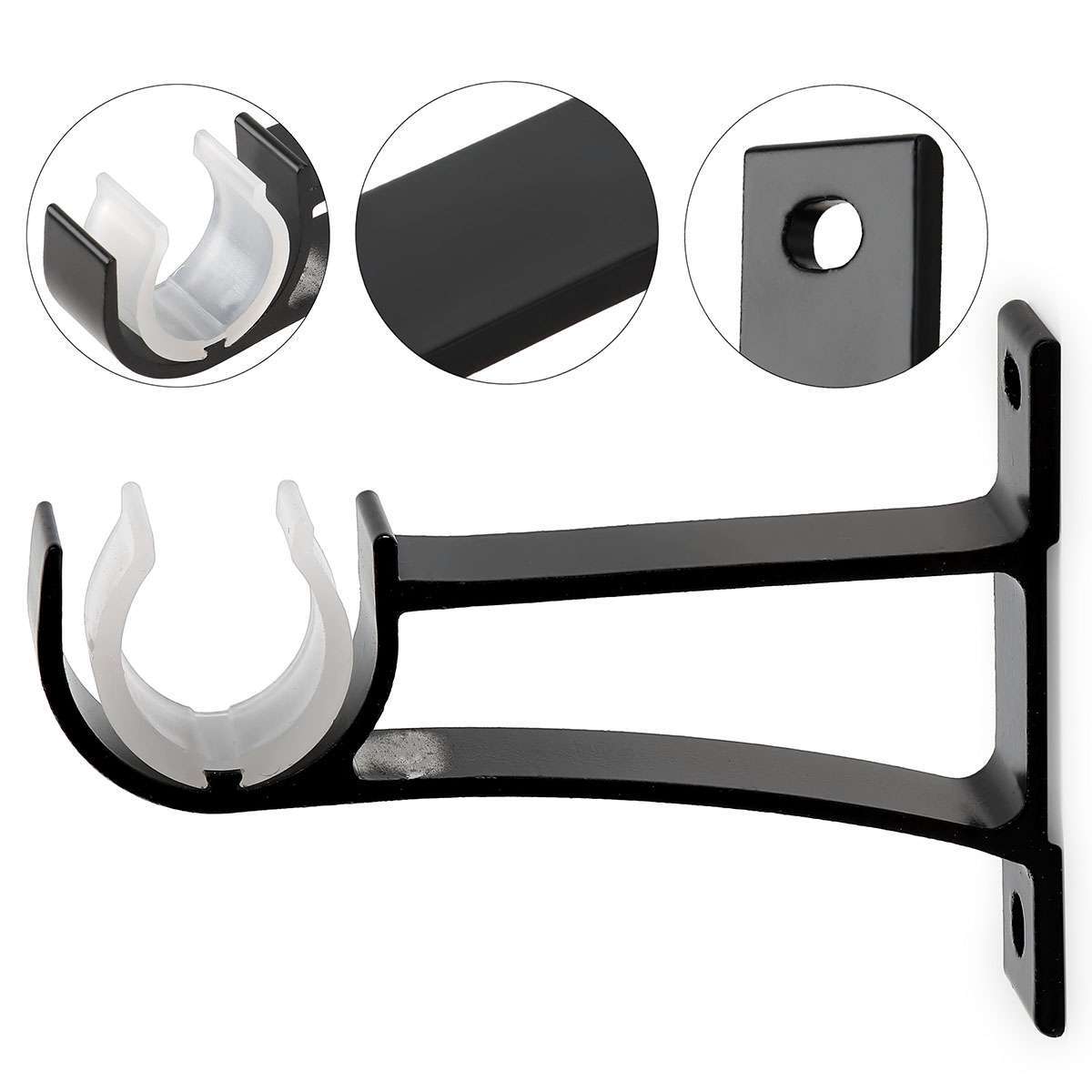 Aluminum Alloy Single Curtain Rod Brackets Window Wall Holders for Drapery