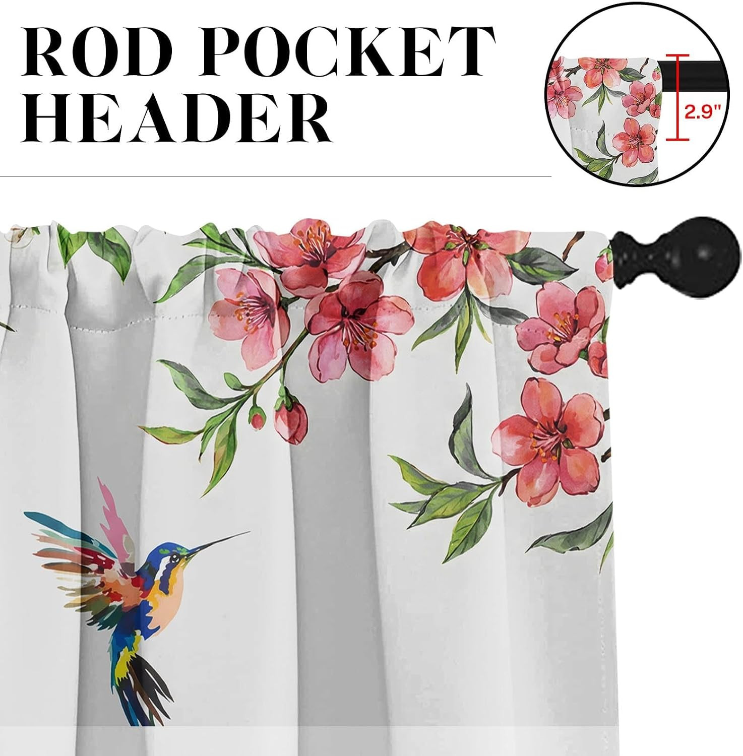 Flower Bird Kitchen Curtains Spring Butterfly Window Curtains Valance and Tier