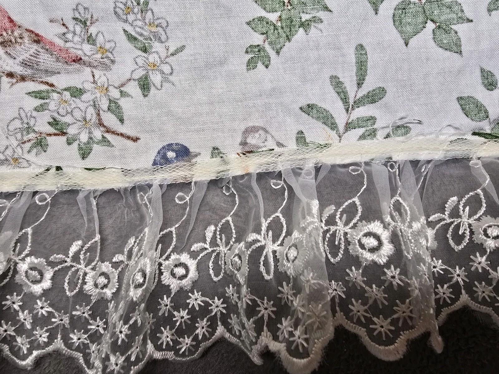 Vintage Window Valance Pair Birds V.I.P Screen Print Cranston Material Colorful