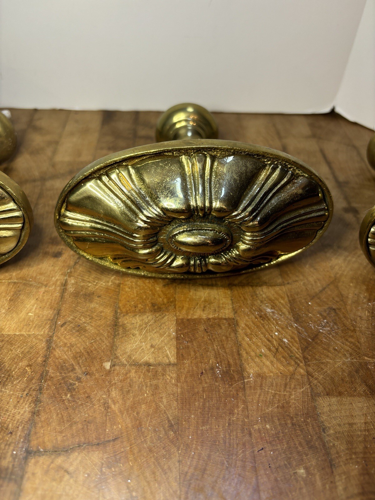 2 Pair Of Vintage Oval Solid Brass Curtain/Drape Holdbacks Heavy!