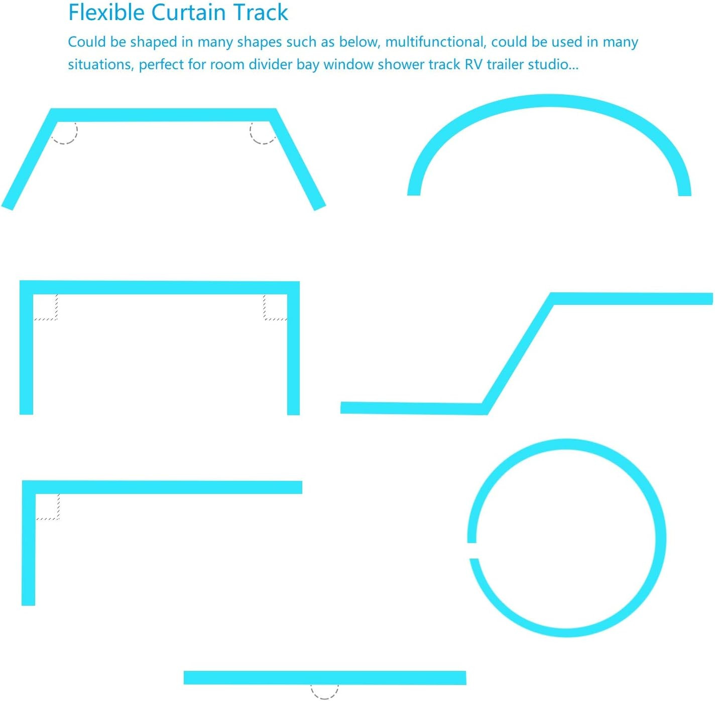 Flexible Curved Ceiling Curtain Track 1M Bendable Wall Mount Rail System DIY