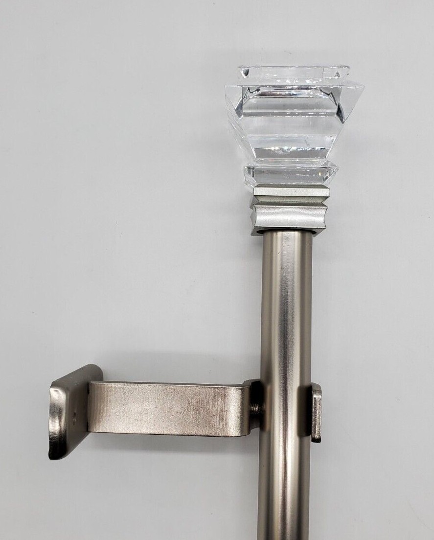 Preston Acrylic Square 1″ Adjustable Curtain Rod – Antique Silver, Two Sizes