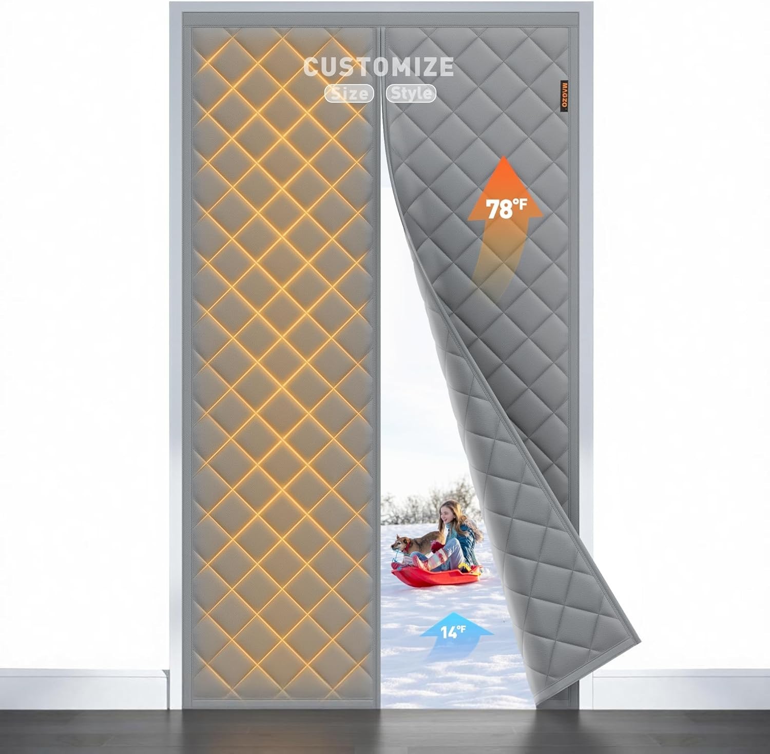 Magnetic Thermal Insulated Door Curtain Fits Door Size 36″ x 80″ Oxford Cloth