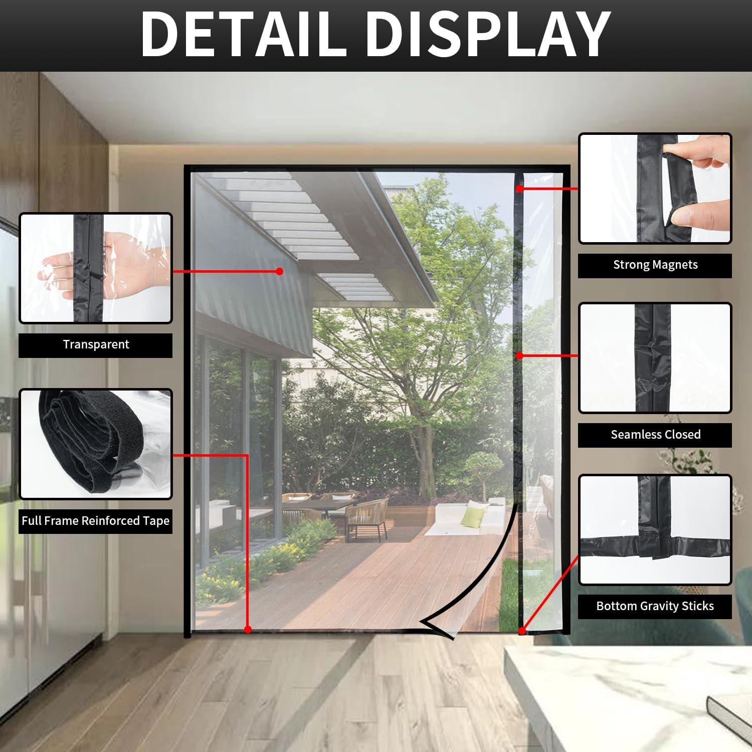 Transparent Reversible Left or Right Side Opening Insulated Door Curtain,