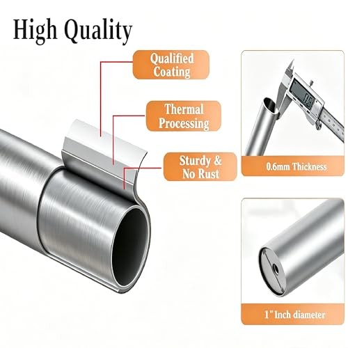 Brushed Silver Curtain Rods for Windows 24 to 68 Inch, Adjustable 36-72 Inch