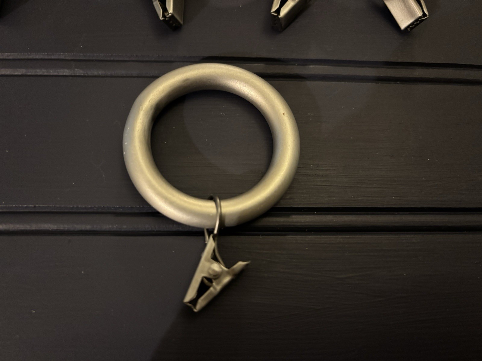 Set of 5 Pottery Barn Brushed Nickel Pewter Standard Small Clip Curtain Rings
