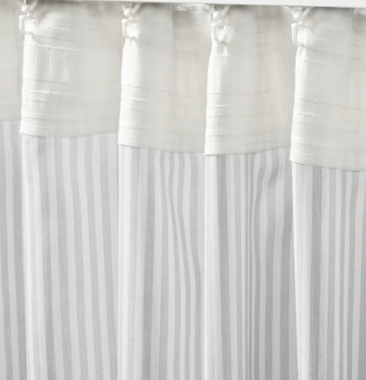 Ikea Bymott 120cm 47″x98″ 2 Panel Drape Curtains Striped Light 004.666.83 NEW
