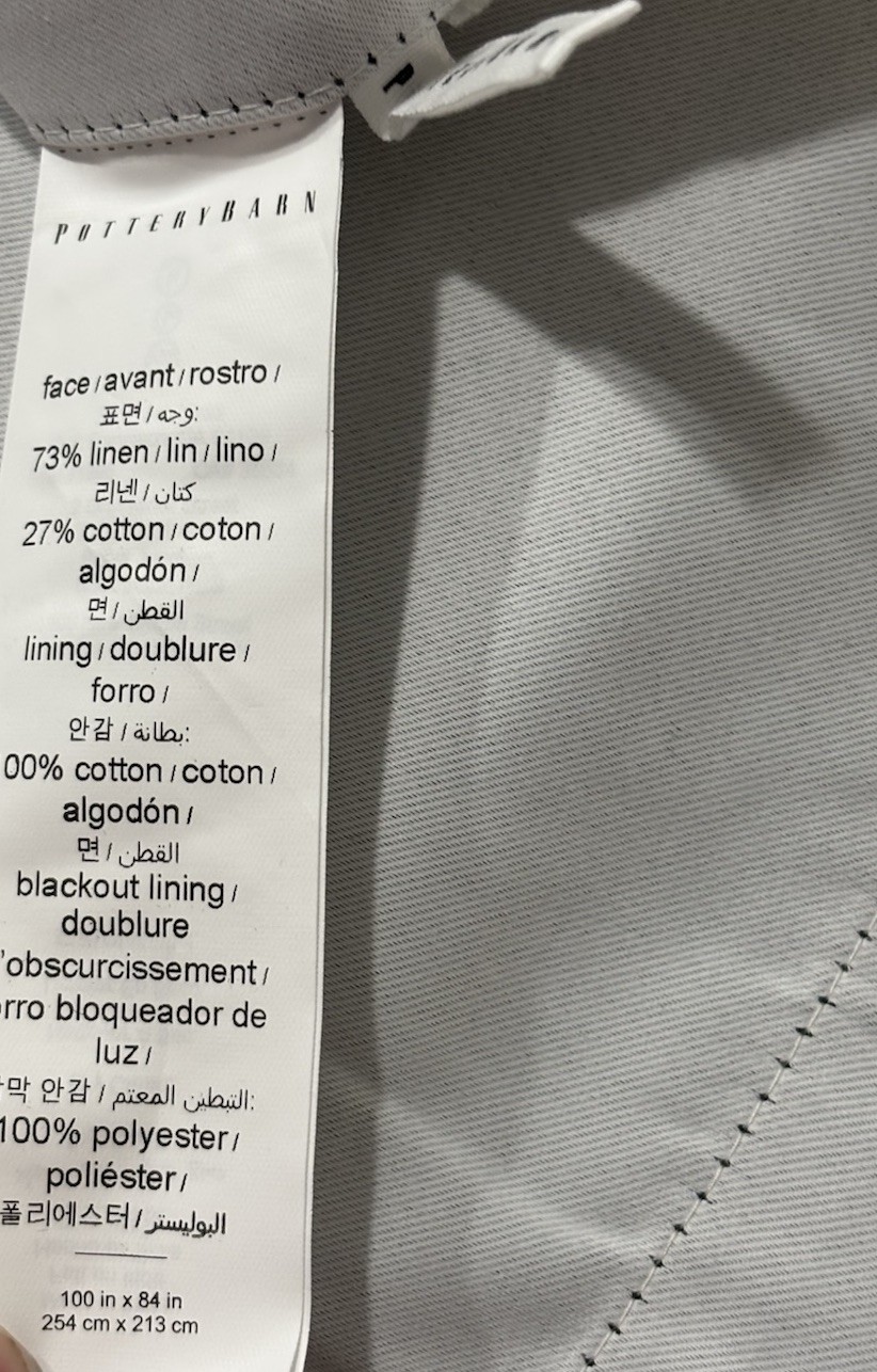 Pottery Barn Emery Linen Blackout Curtains ~ 100”W x 84”L ~ White ~ Set of 2