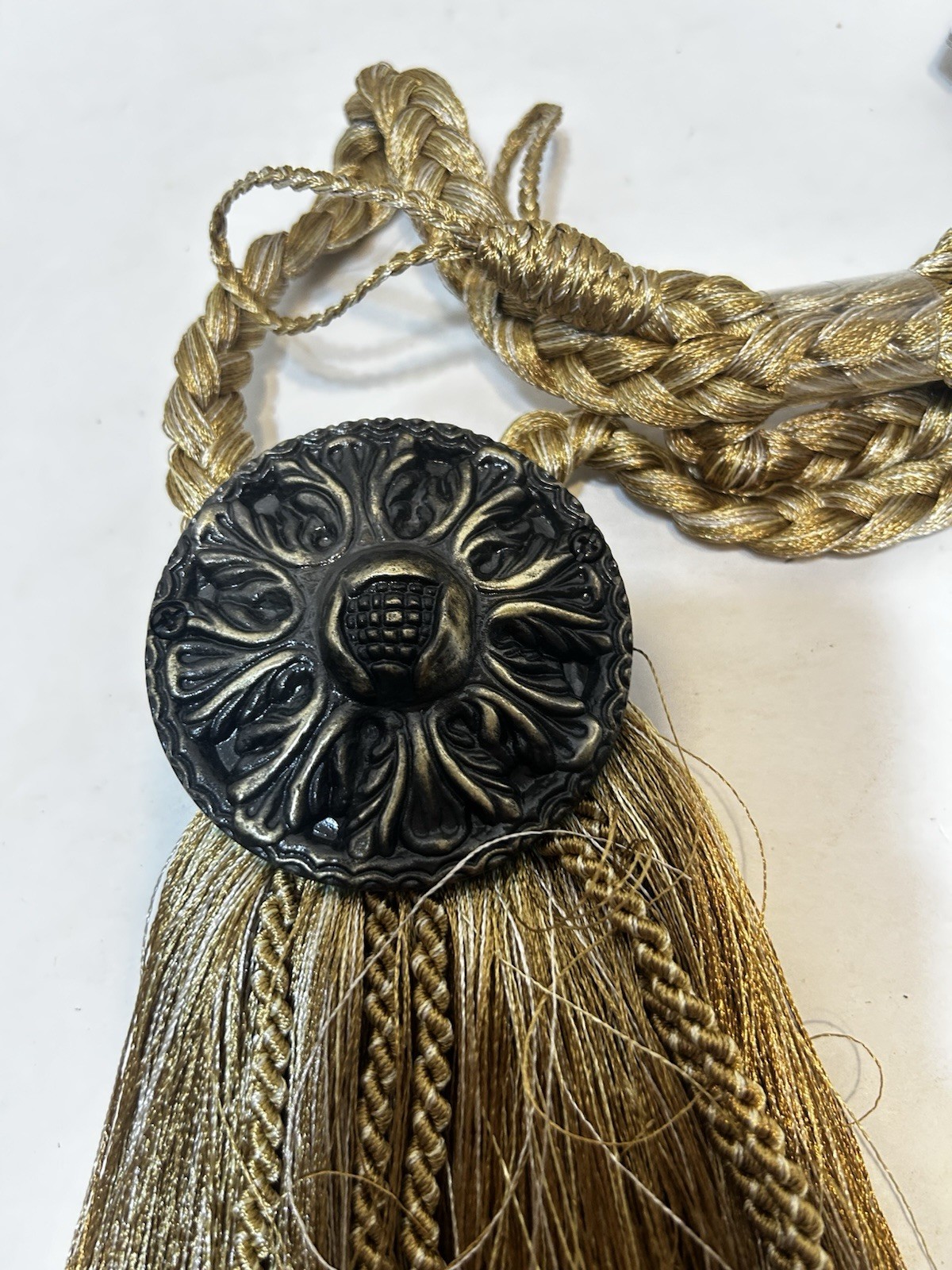 Tassel Elegance Designer Drapery Curtain Tie Back Large Tassel Medallion Braided