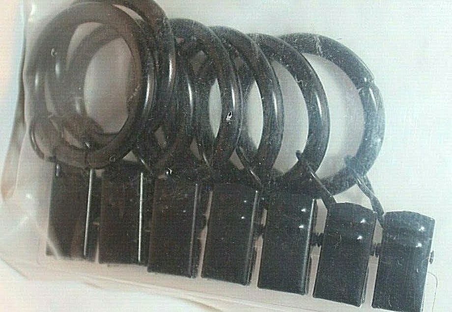 Bali 1″ Black Blinds Rings 7 Pack