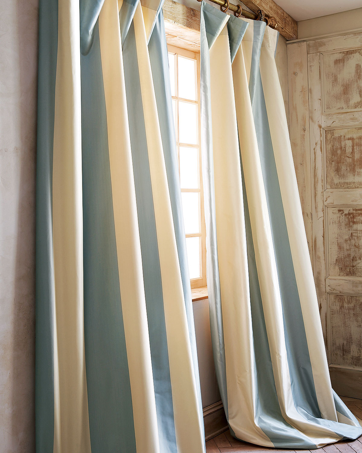100% Silk taffeta stripe lined drape Hampton (Pair)