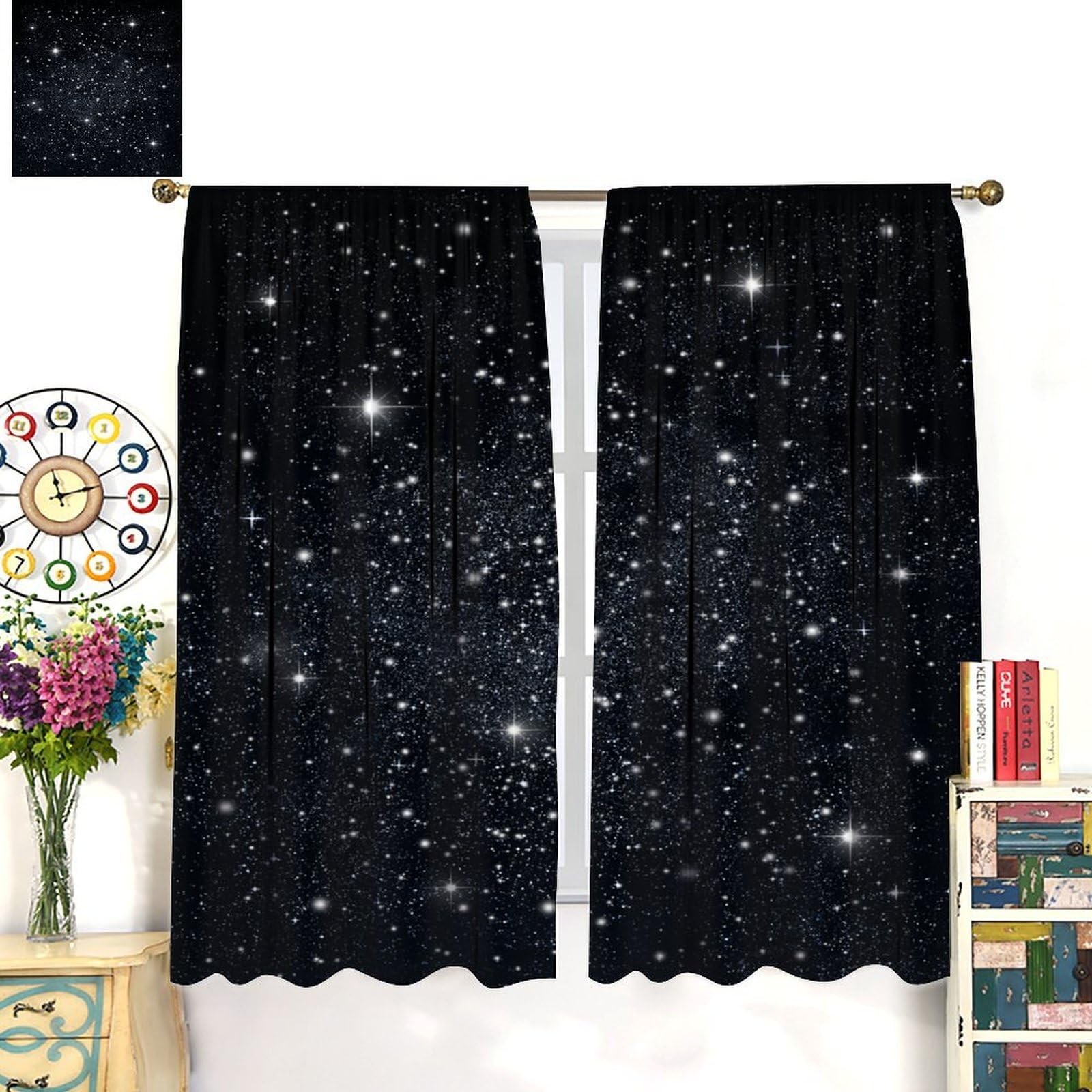 Galaxy Blackout Curtains Night Starry Sky Stars Fantasy Galaxy Universe Art P…