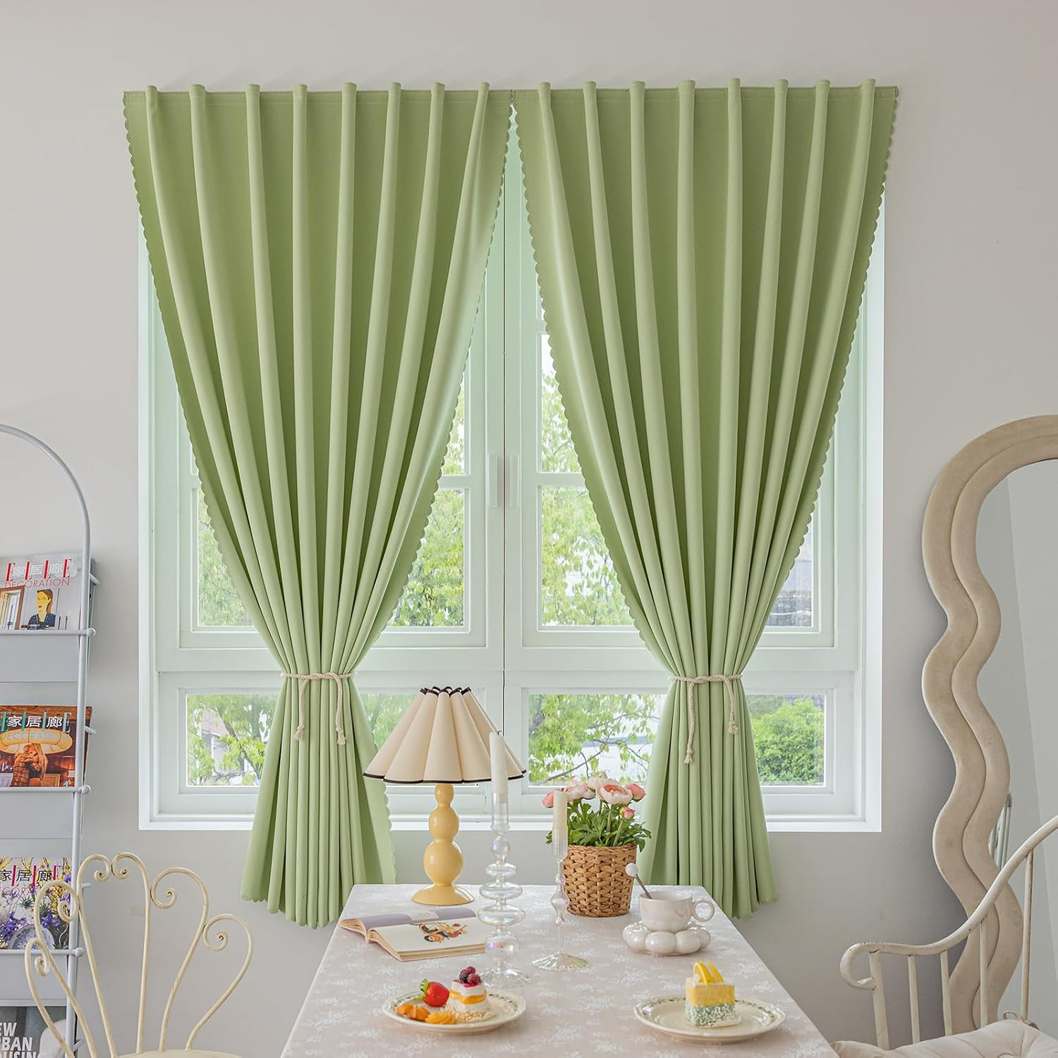 Magic Tape Stick on Curtains Blackout Curtains for Bedroom No Drillng Self Adhes
