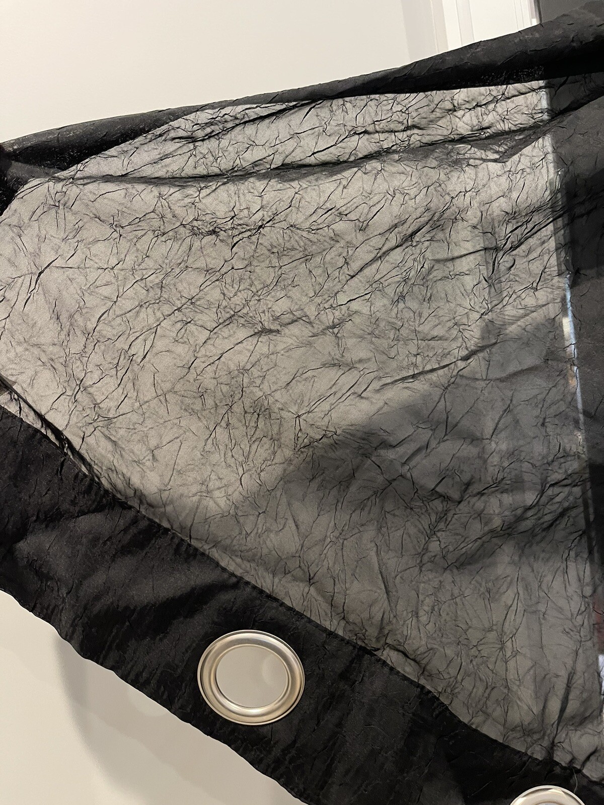 2 BLACK Semi Sheer Patterned GROMMET Top CURTAIN PANELS 84″