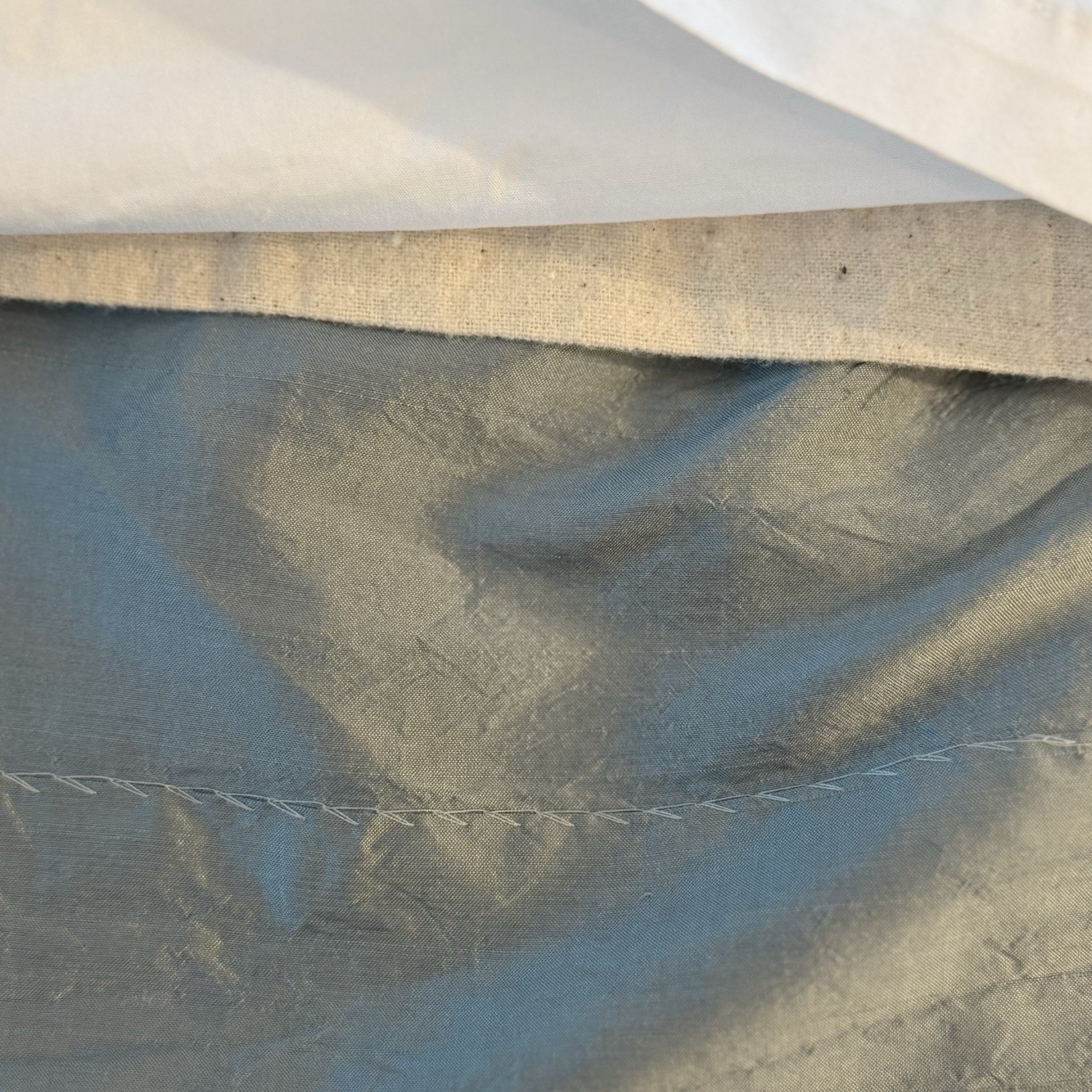 VTG Silk Curtain Panels SET 2 Light Blue Thermal Blackout Double Lined 47×90 Ea