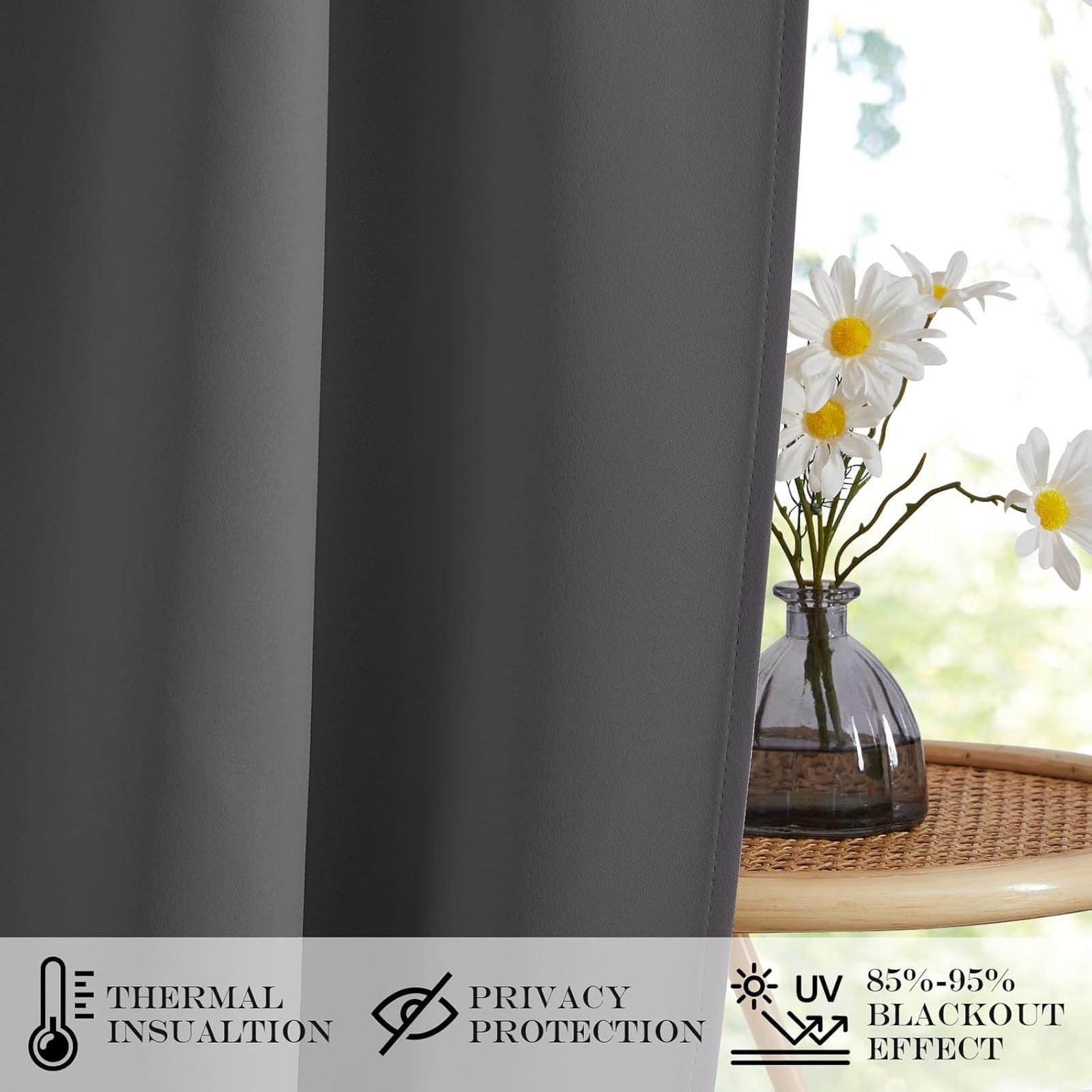 Door Curtain with Tie Back for Windows and French Doors Privacy Room Darkening