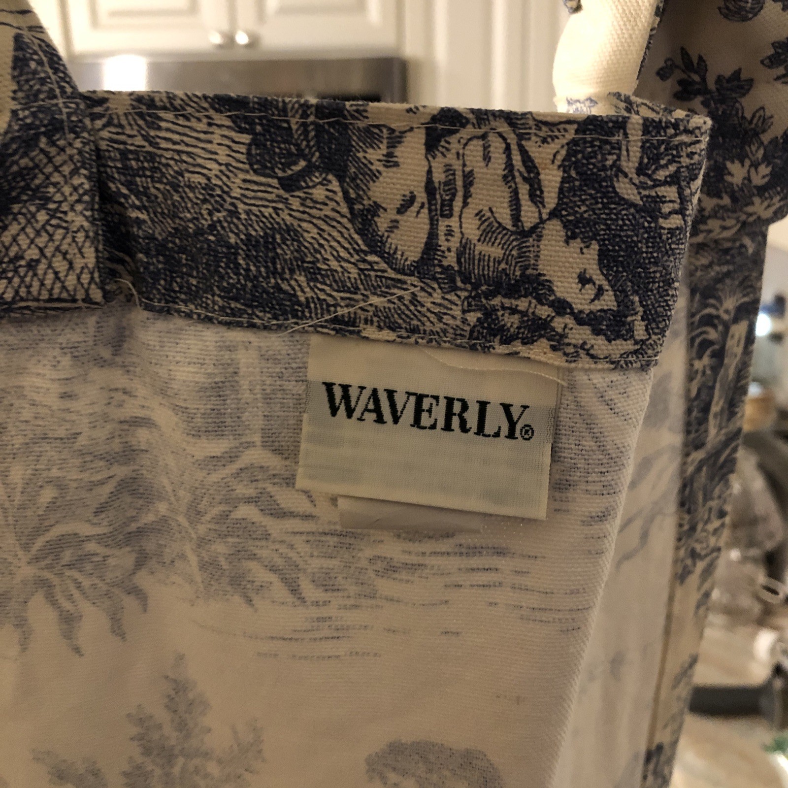 Waverly Pair Rustic Blue Cream Toile Curtains 82 X 50 Cotton Fancy Tops
