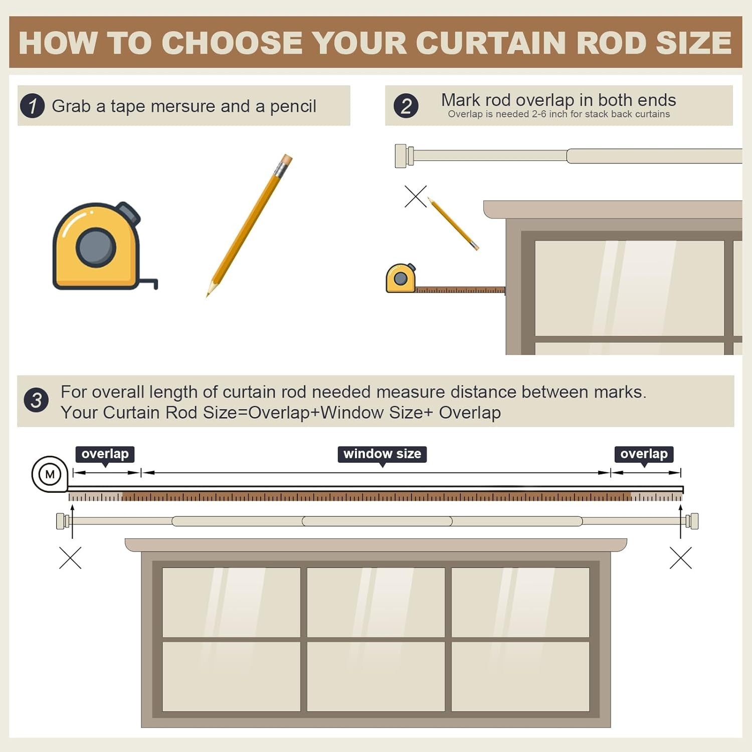 Stylish Boho 66-120in Adjustable Curtain Rod, Supports 33 lbs, Easy Installation