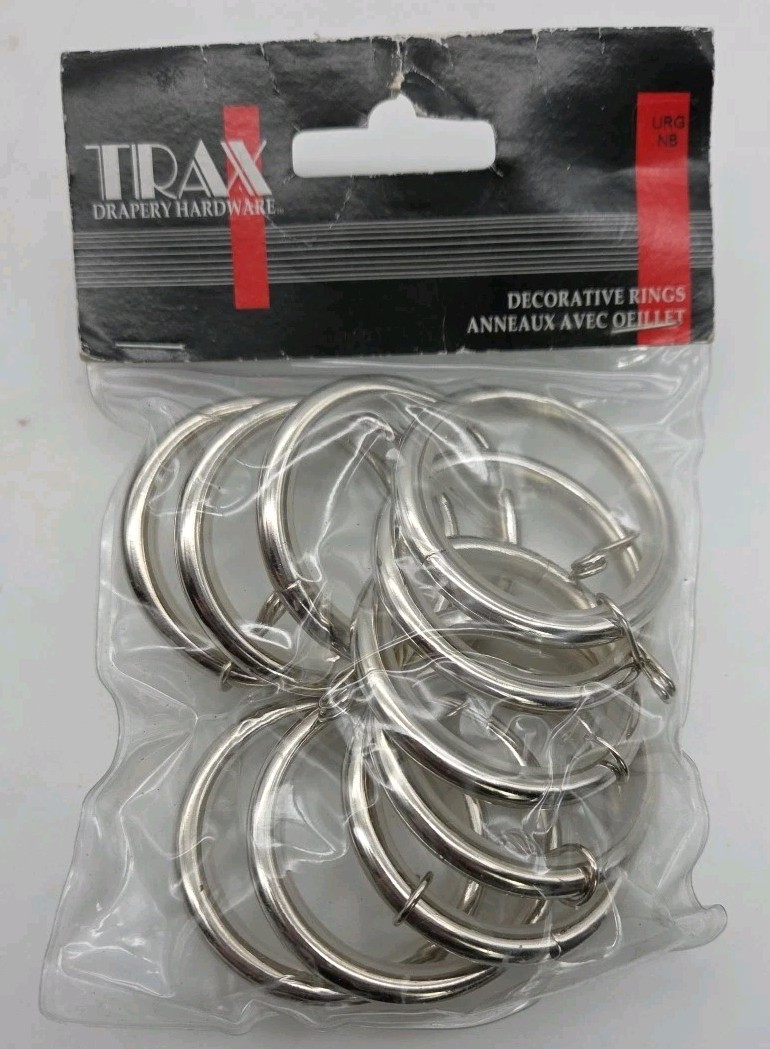TRAX Drapery Decorative Rings Silver URG NB Inside 1.5″ Outside 1.97″ 10 Pack