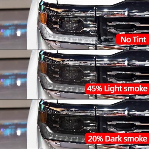 Compatible with 45% Dark Smoke Headlight Vinyl Tint Film Pre-Cut Overlay Wrap